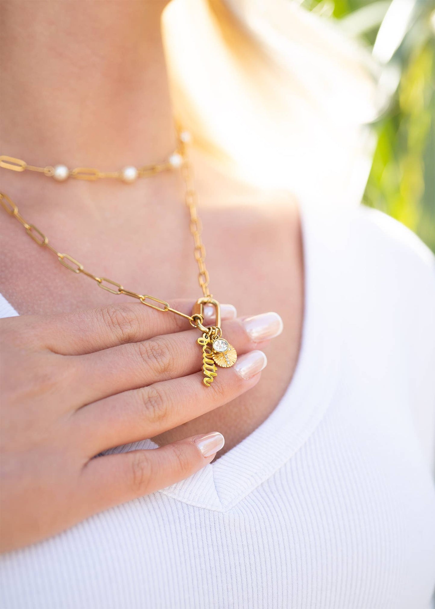 "Faith" Paperclip Charm Necklace