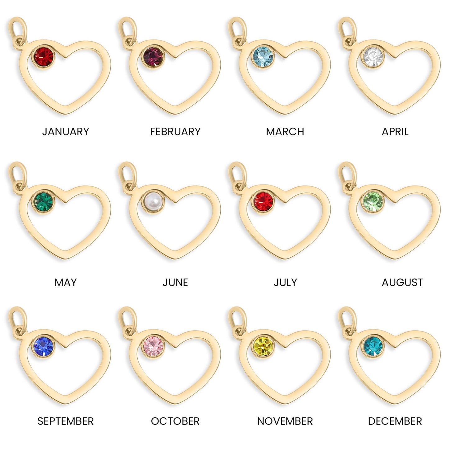 Birthstone Heart Charm