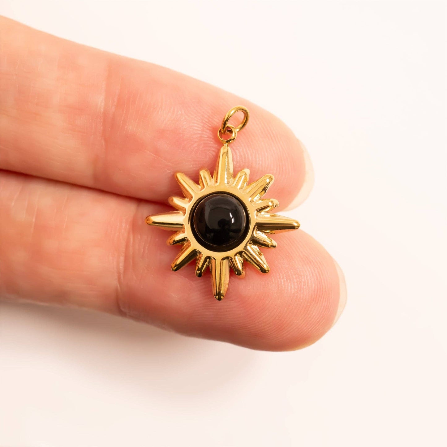 Black Stone Sunflower Charm