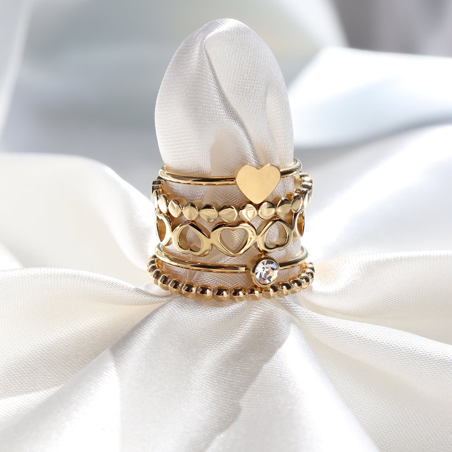 Alternating Heart Stacking Ring