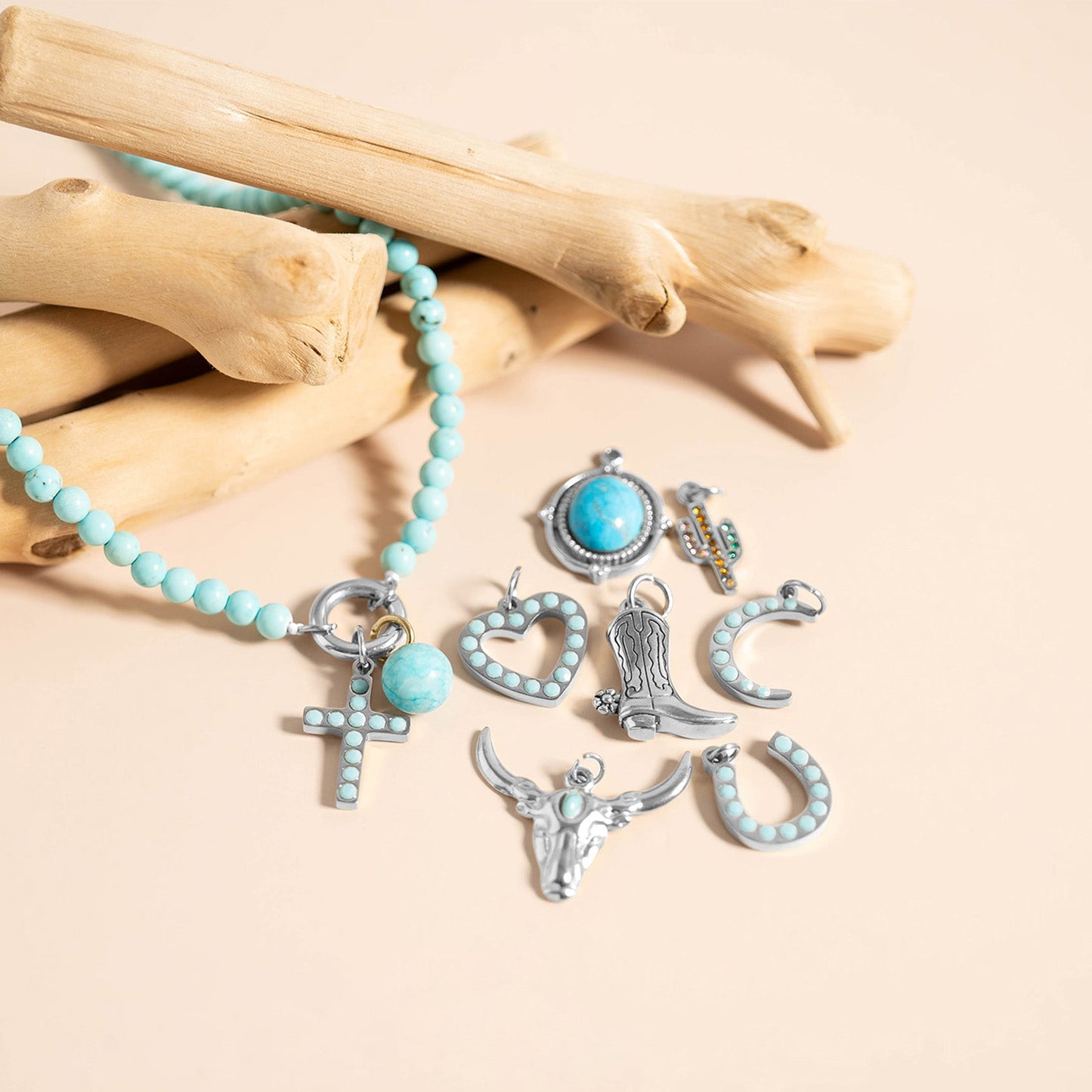 Semi Precious Natural Stone Charm Necklace