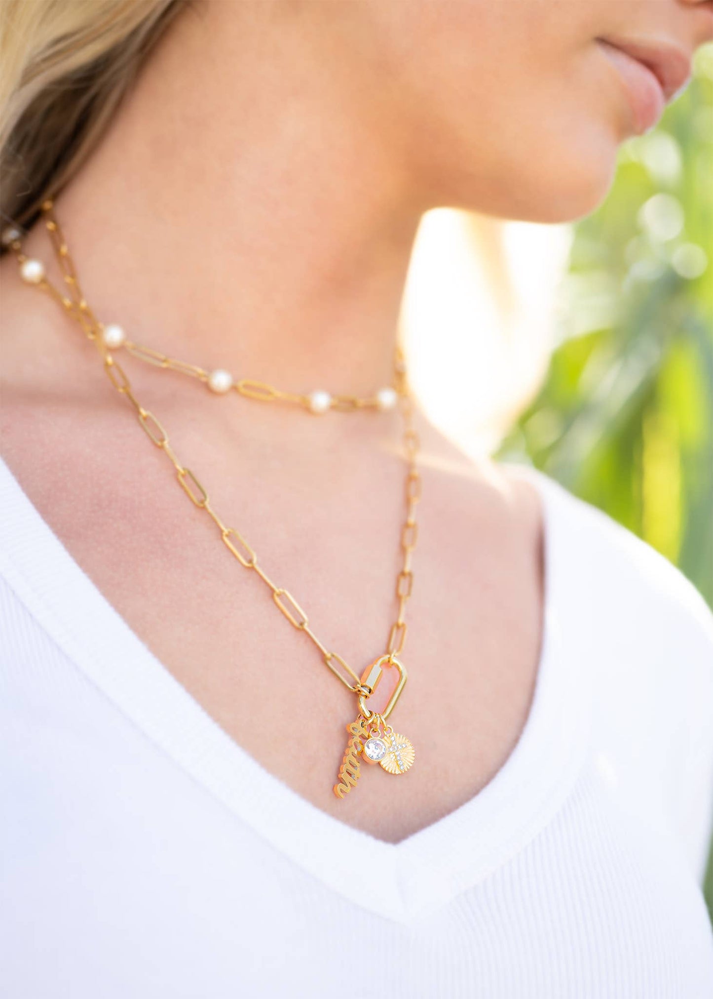 "Faith" Paperclip Charm Necklace