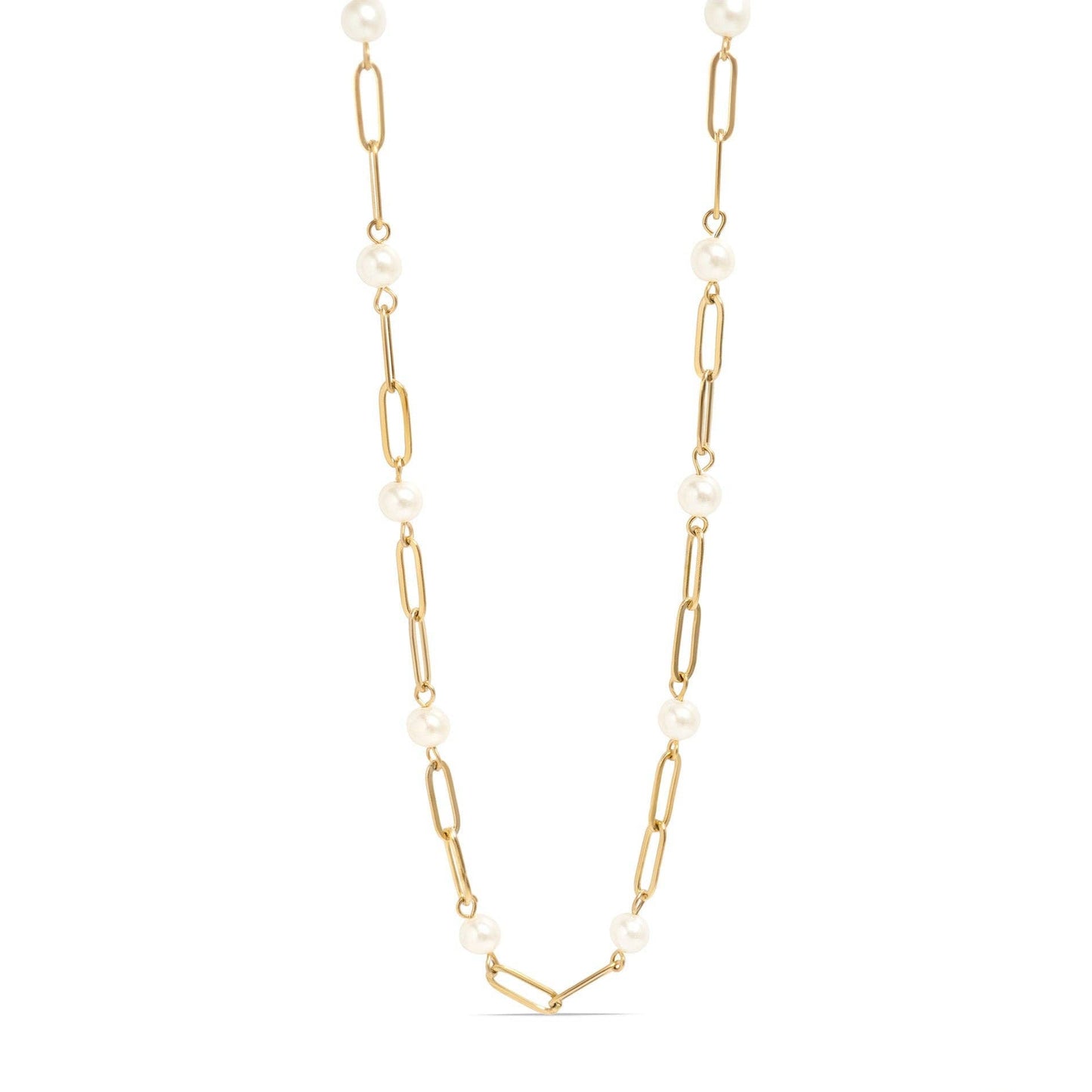 Pearl Paperclip Chain Necklace
