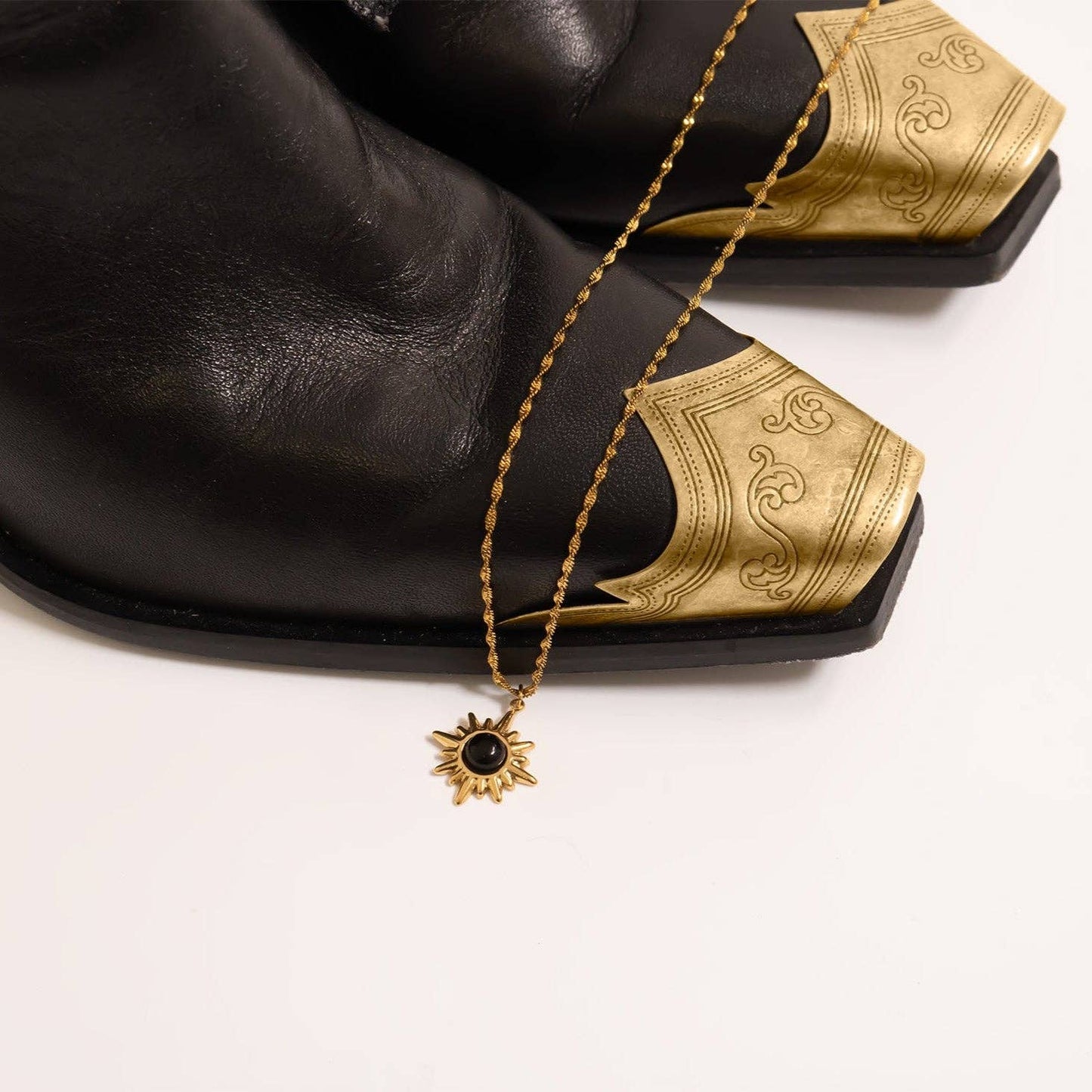 Black Stone Sunflower Charm