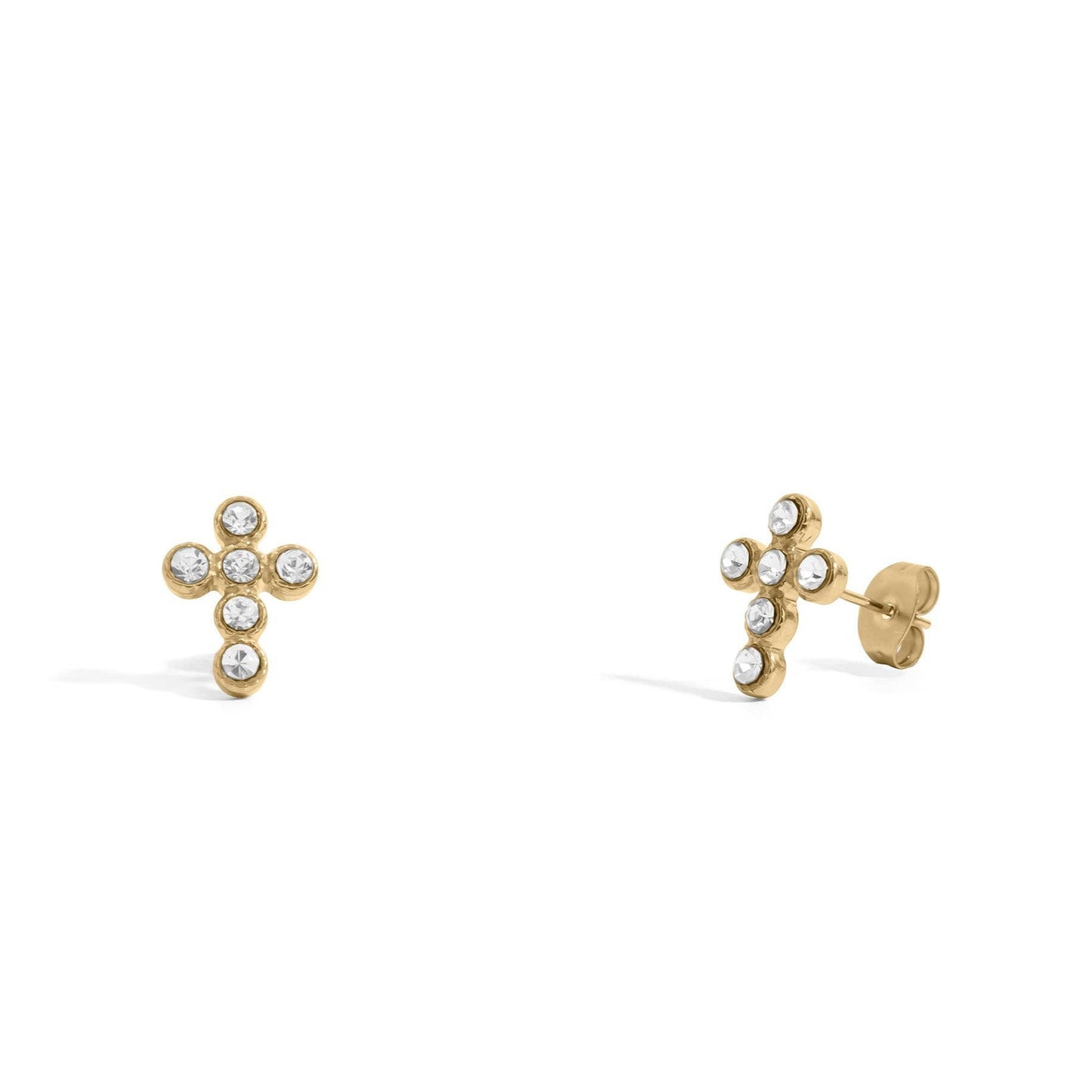 Round Stone Cross Earrings
