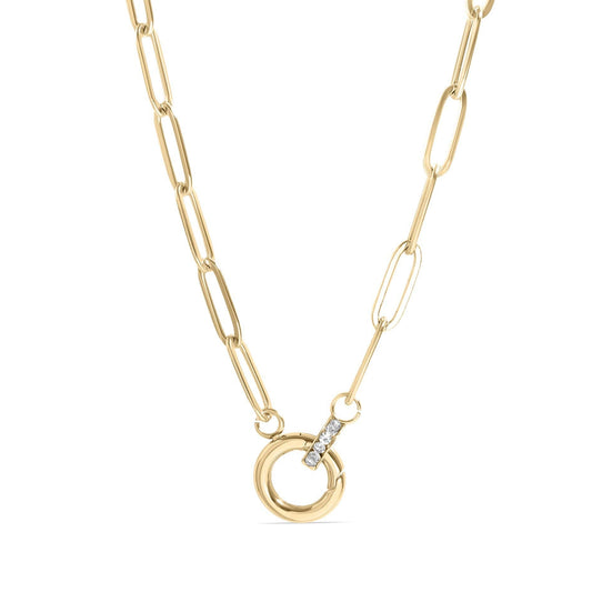 Paperclip Rhinestone Charm Holder Necklace