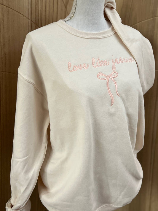 Embroidered Love Like Jesus Crewneck Sweatshirt