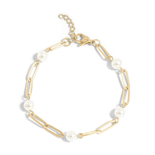 Pearl Paperclip Chain Bracelet