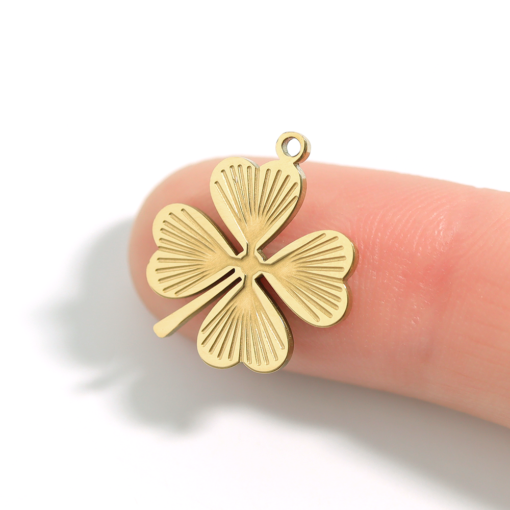 Sunburst Four Leaf Clover Charm