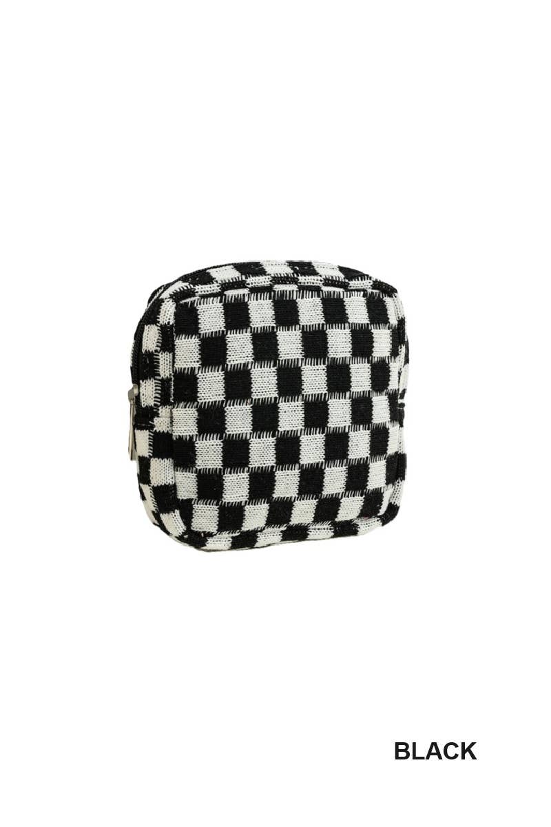 Mini Checkered Makeup Cosmetic Travel Case