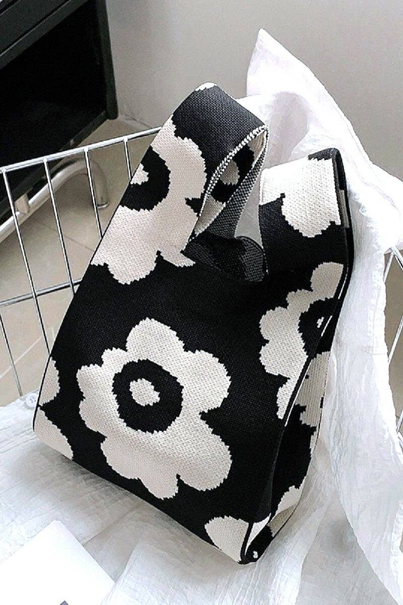 Flower Knitted Tote Handbag