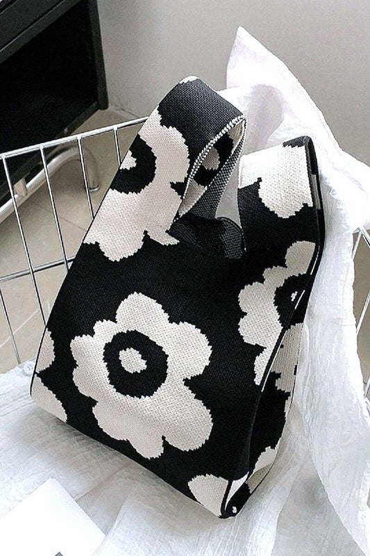 Flower Knitted Tote Handbag