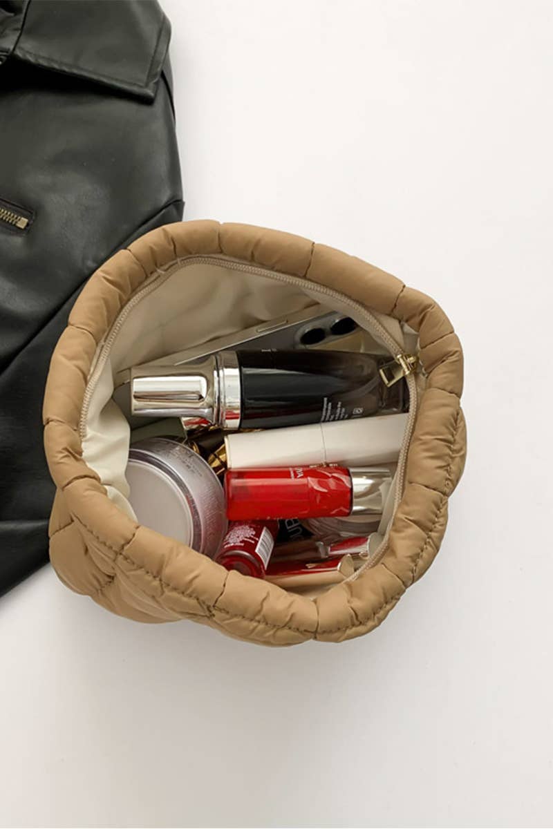 Quilted Cosmetic Makeup Pouch Clutch Bag