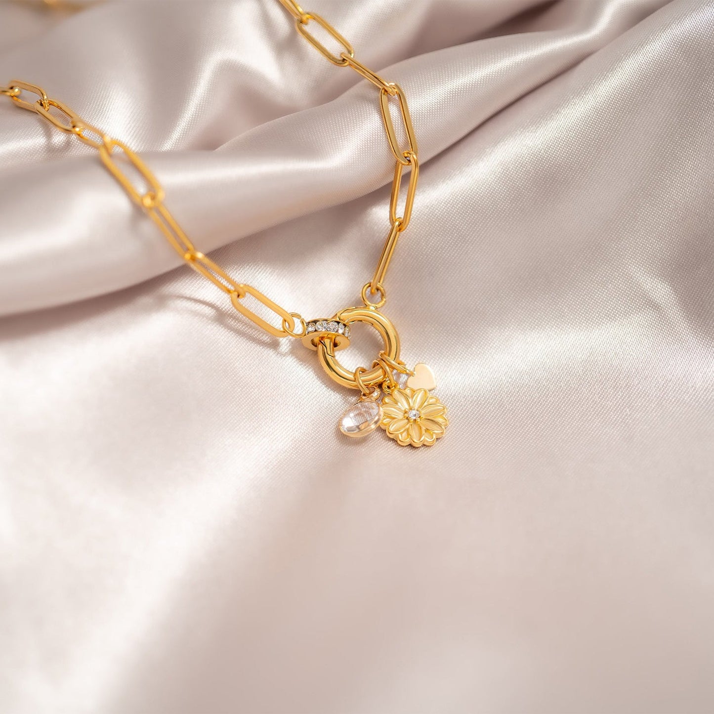 Paperclip CZ Charm Holder Necklace