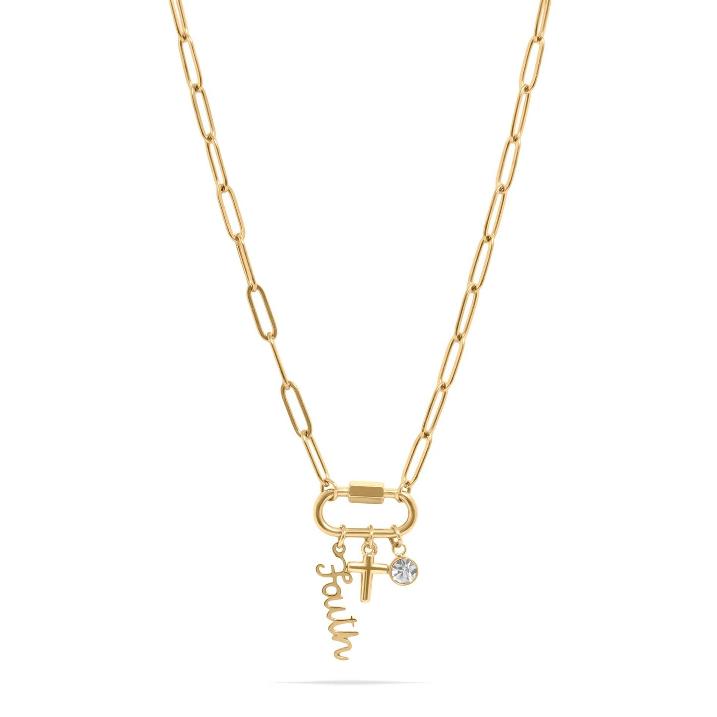 Cross Carabiner Charm Necklace