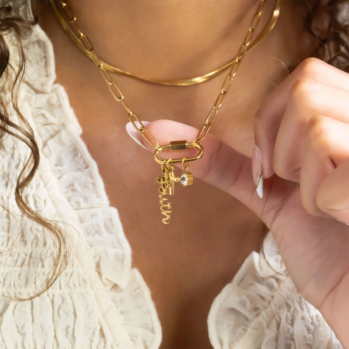 Cross Carabiner Charm Necklace