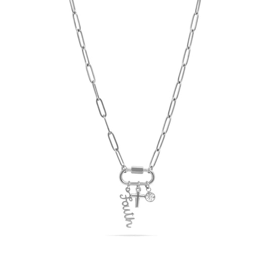 Cross Carabiner Charm Necklace