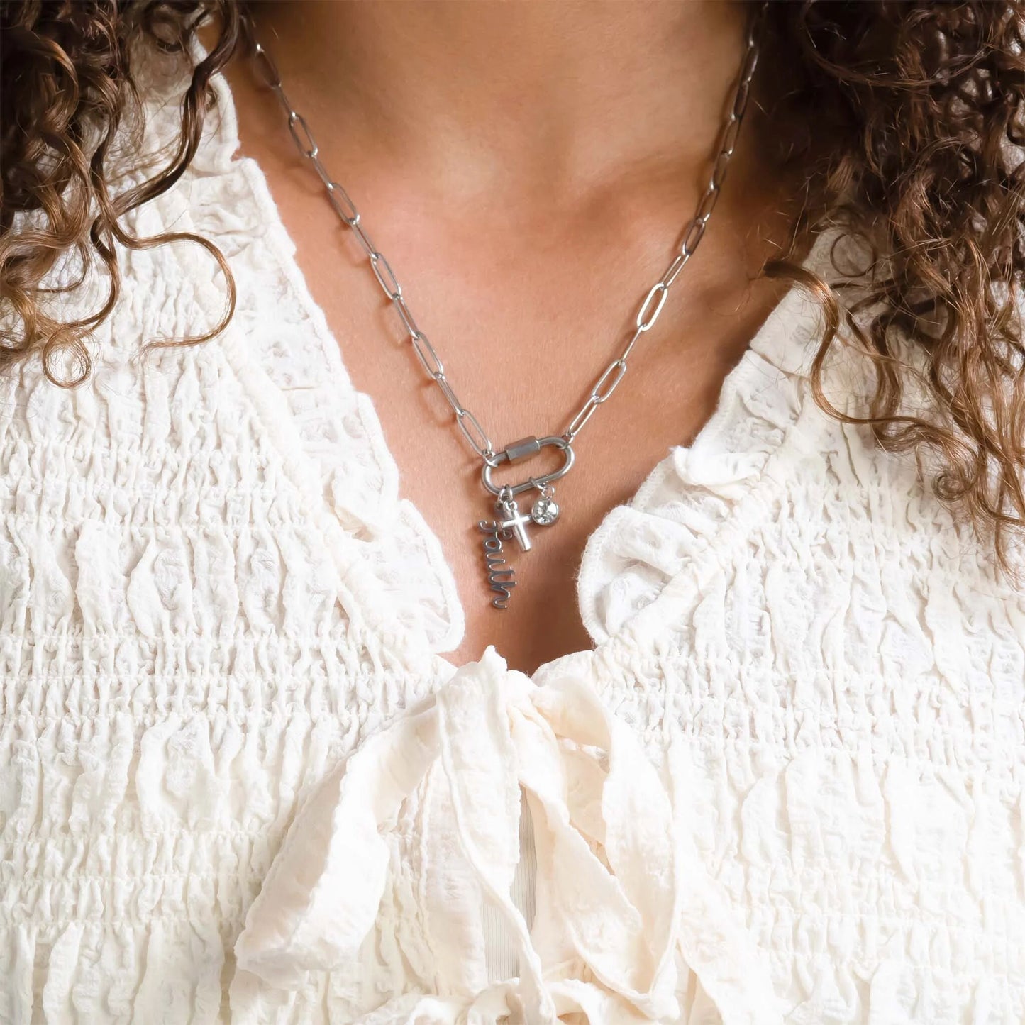 Cross Carabiner Charm Necklace