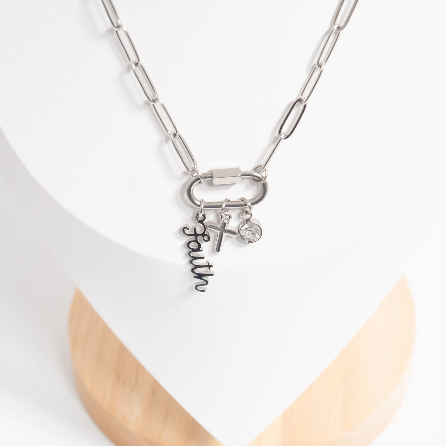 Cross Carabiner Charm Necklace