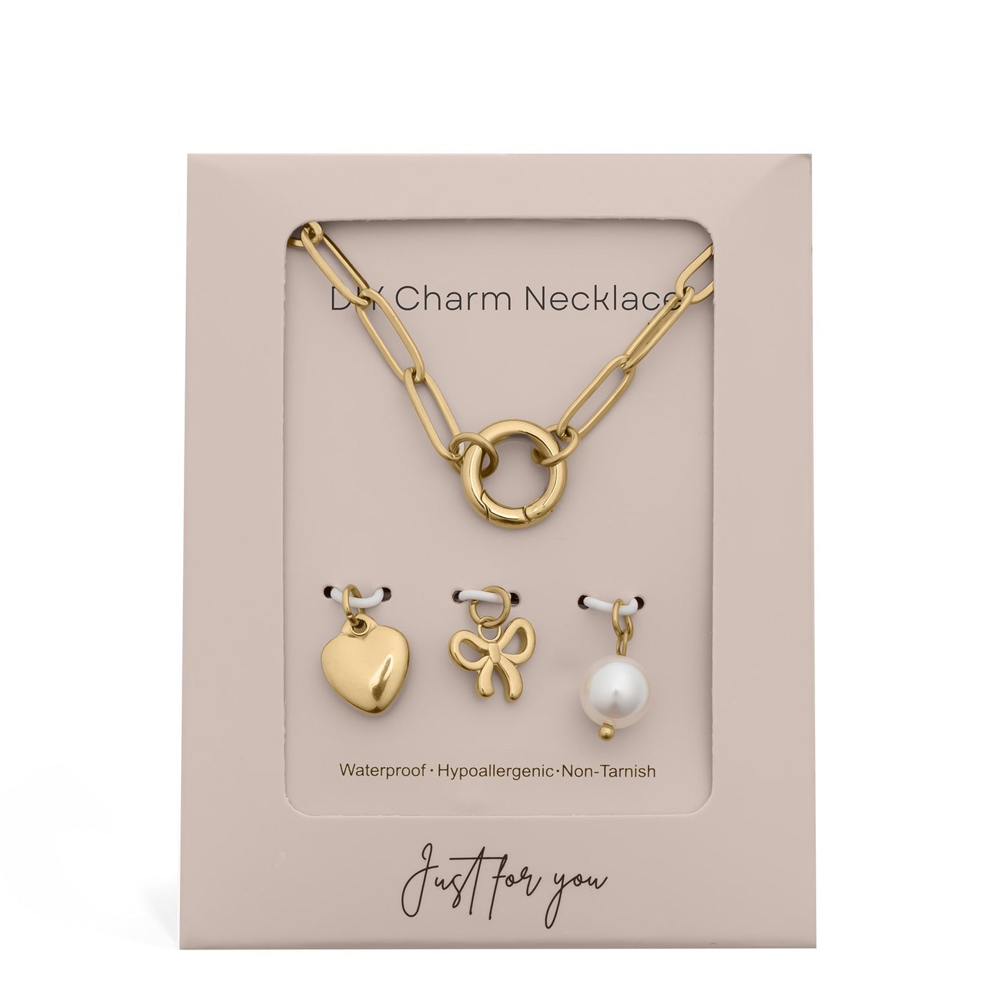 Bow Charm Holder Necklace Gift Set
