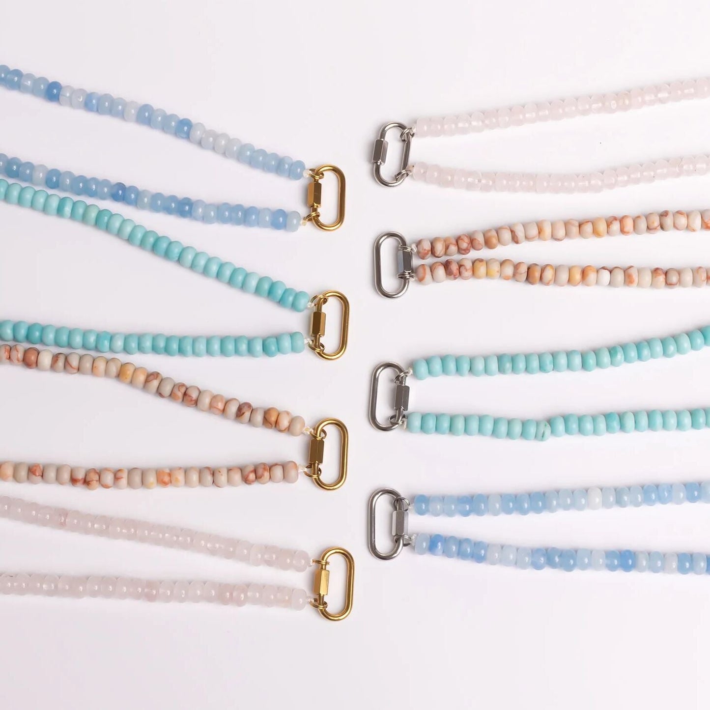 Chunky Glass Bead Carabiner Necklace