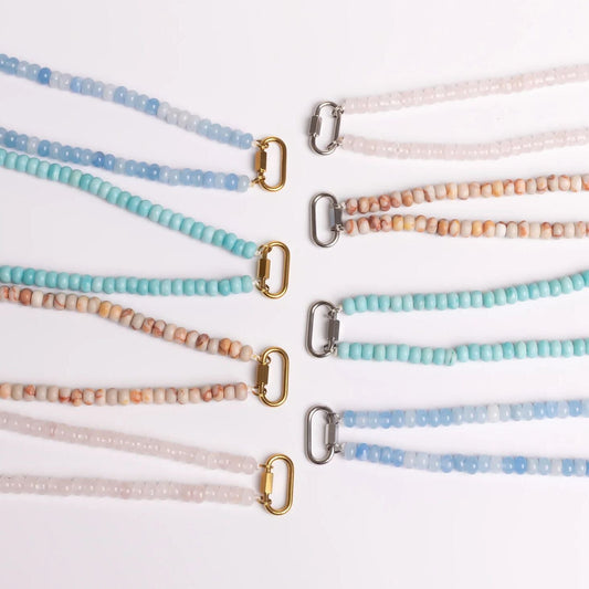 Chunky Glass Bead Carabiner Necklace