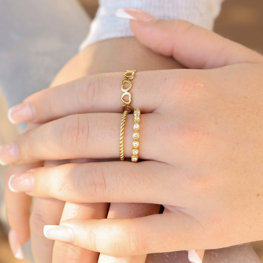 Alternating Heart Stacking Ring