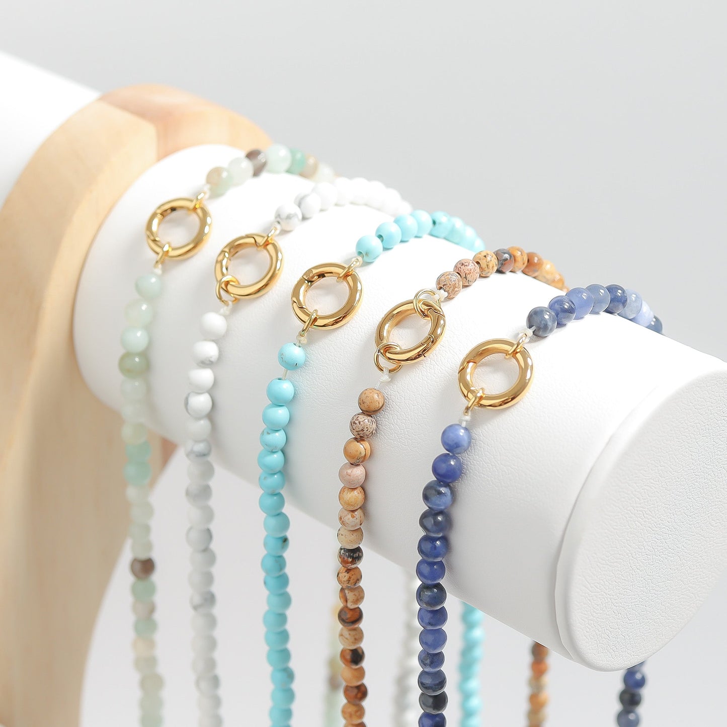 Semi Precious Natural Stone Charm Necklace