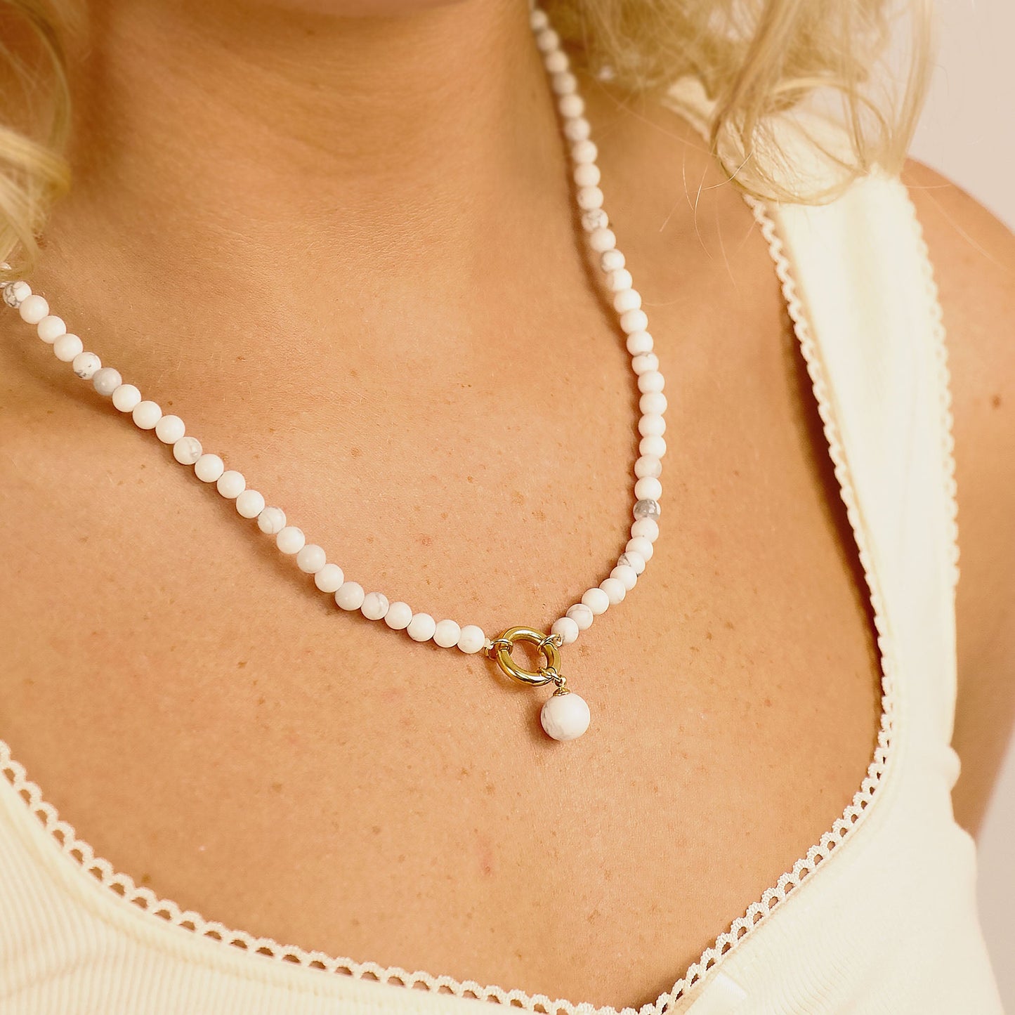 Semi Precious Natural Stone Charm Necklace