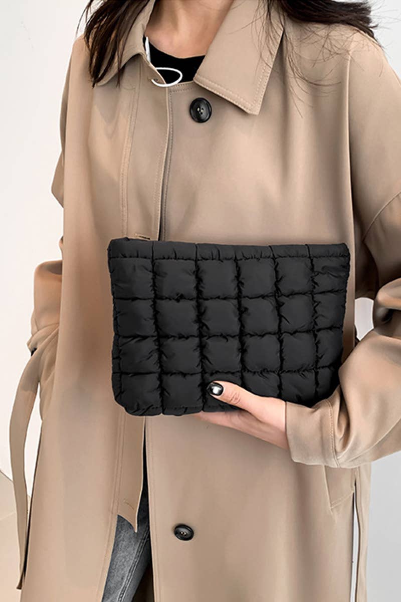 Quilted Cosmetic Makeup Pouch Clutch Bag