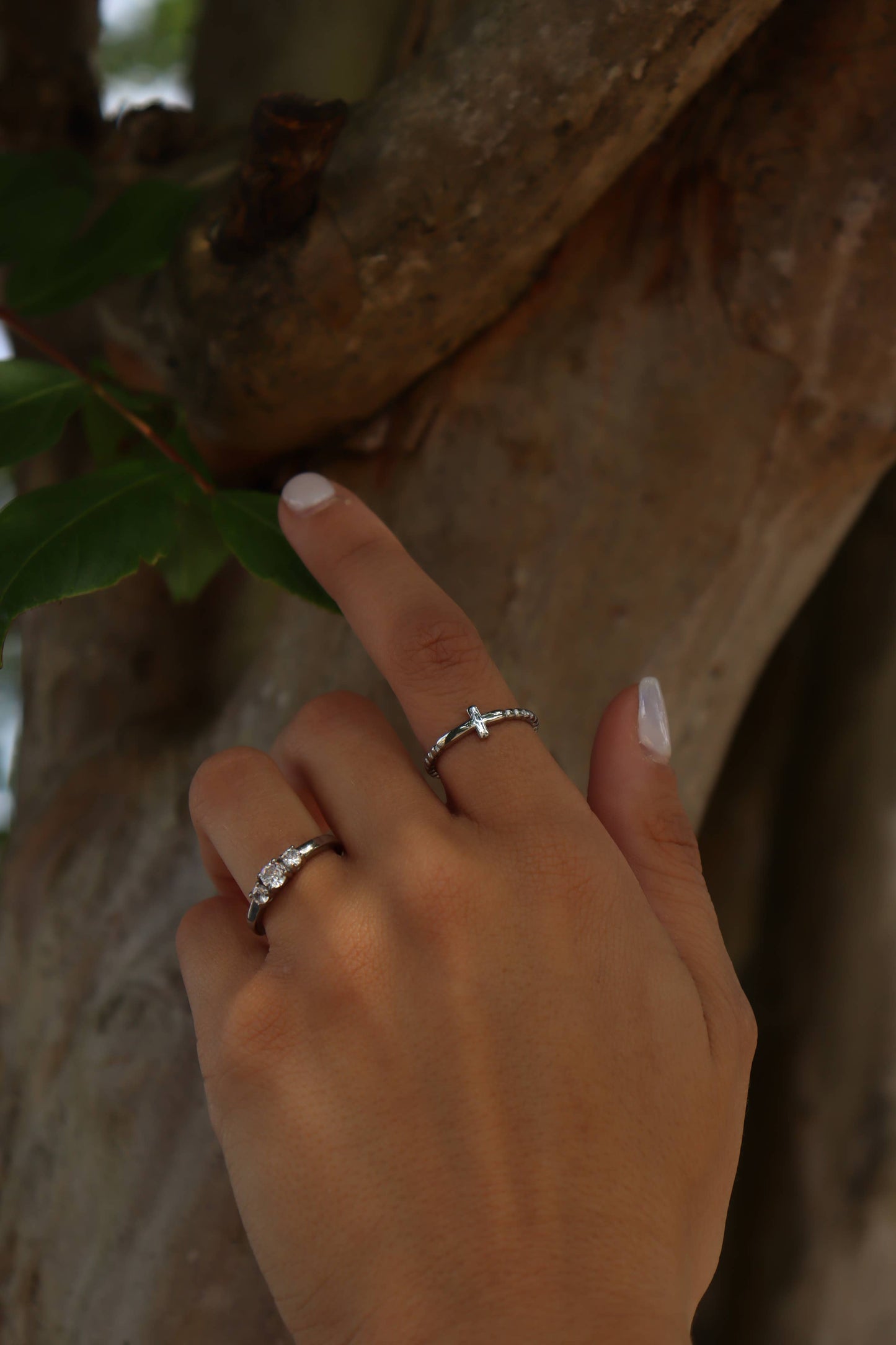 Beaded Stackable Cross Ring