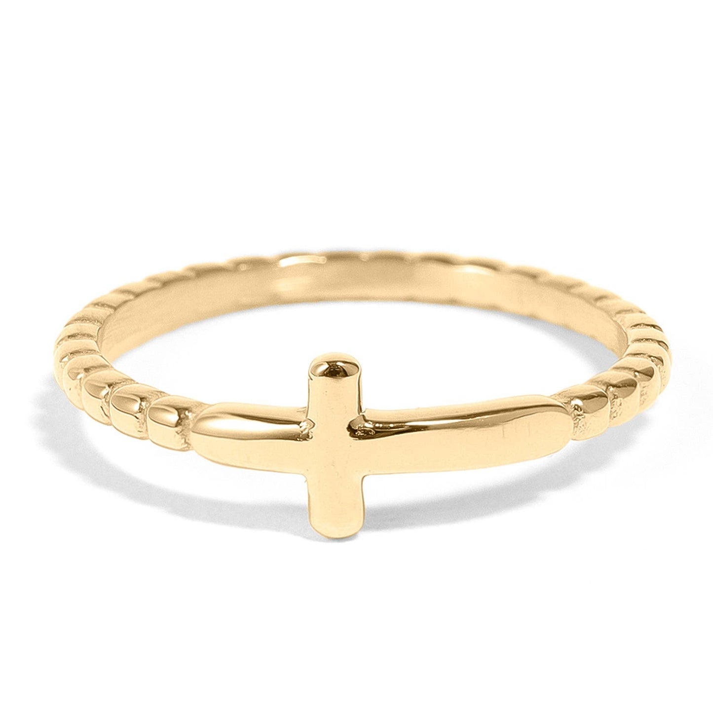 Beaded Stackable Cross Ring